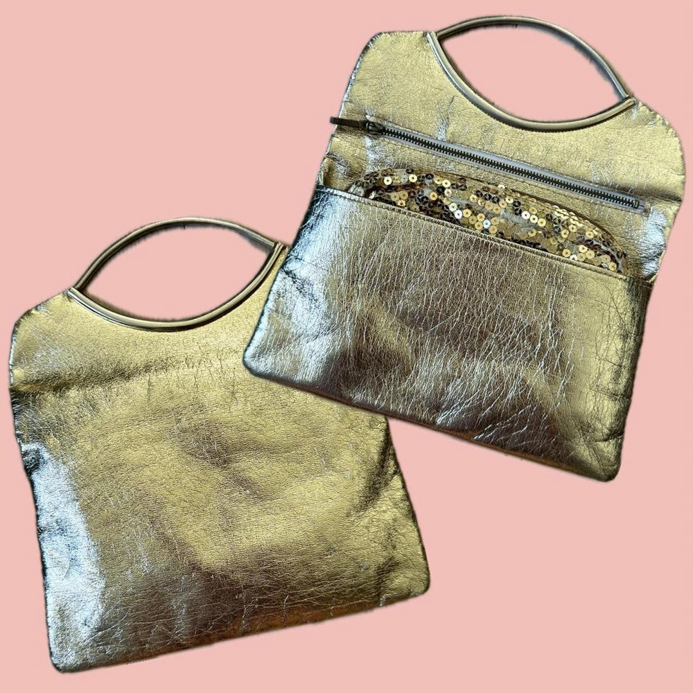 🧡 2 for 10$ Clutch with Built-In Pouch – Metallic, Sequin Detail